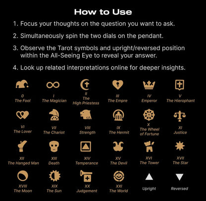 🔥👁️‍🗨️Handmade Tarot Vision Pendant: Connect to Cosmic Wisdom Anytime(Cheat Sheet Included)